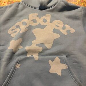Light Blue Hoodie with White Print